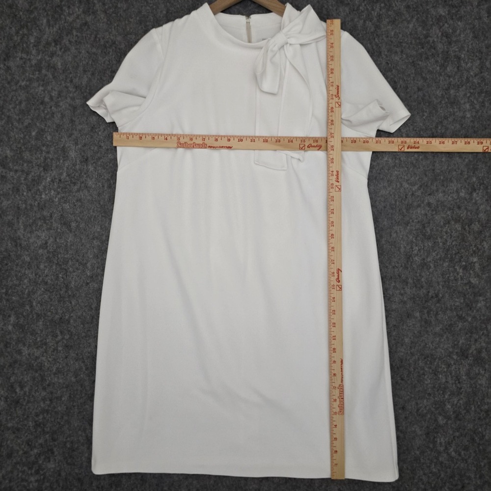 Shelby & Palmer Dress Womens 14W White Bow Neck Shift Short Sleeve‎ Knit Lined - Picture 9 of 12
